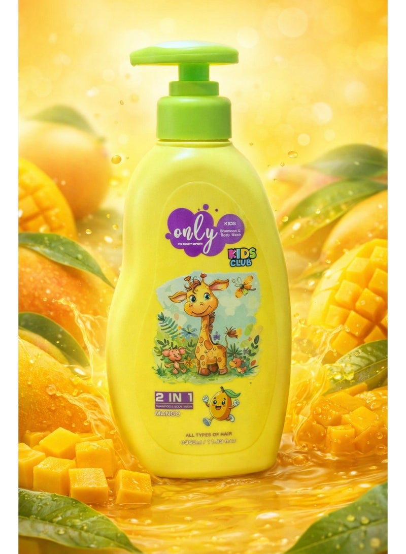 Only Aura Kids Club 2-in-1 Mango Shampoo & Body Wash – Made in Canada – 350ml Tear-Free & Tropical Fun - Image 2
